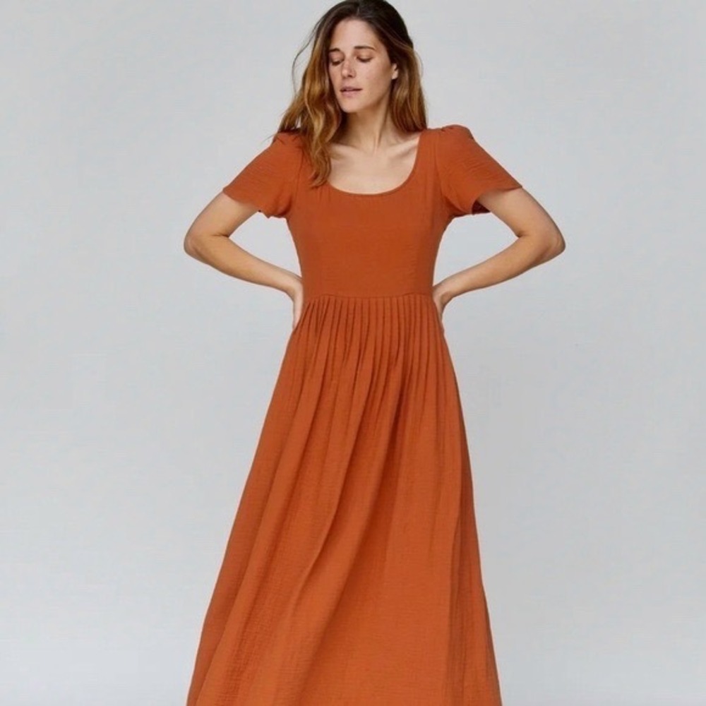 Christy Dawn The Scarlett Dress Rust Rayon Maxi Dress Large Boho Cottagecore